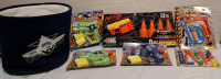 7 New Assorted Toys & 1 Basket | Includes - Alpha Strike Nerg Tatgeting Set, 3 Tool Set Toys & 2 Cyber Shot Toys | Biggest Measures - 19" X 9"