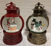 2 New Holiday Style Water Ball Lanterns | Lights Up with Batteries | Requires 3 AA Batteries | Height- 8"