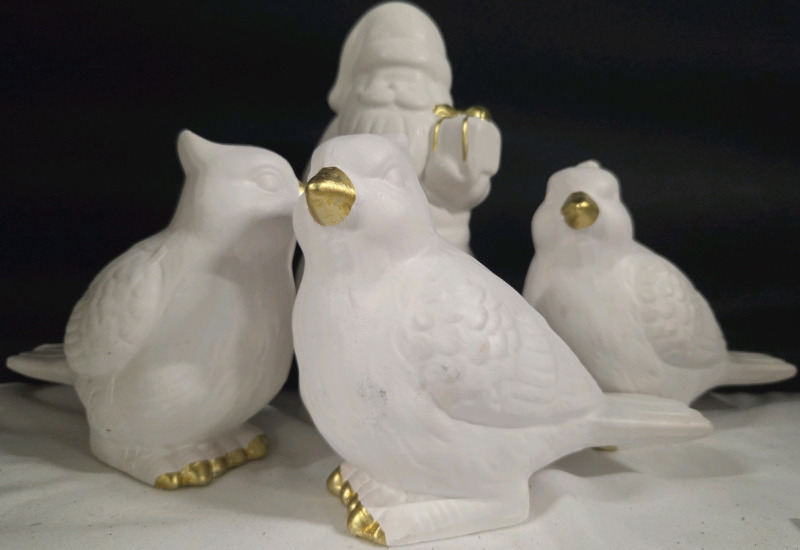 4 New | Lovely White and Gold Painted Statues | Tallest Measures 8"