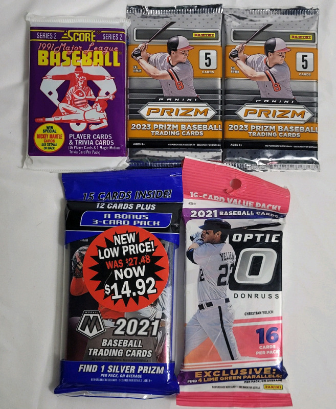 MLB Baseball Trading Card Sealed Wax Packs . Score & Panini