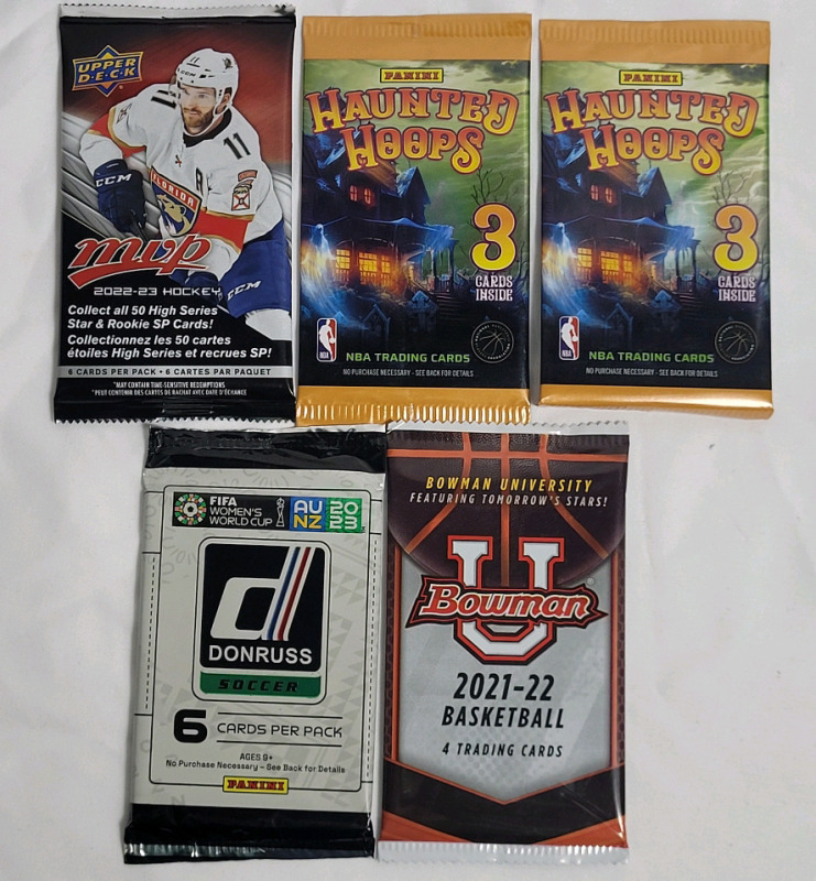 NHL Hockey , NBA Basketball & FIFA Soccer Trading Card Sealed Wax Packs . Upper Deck & Panini