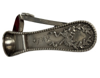 Sterling Cigar Cheroot Antique Cutter Hand Chased Detailed Fob Stamped Signed Monogrammed 2 Inch