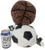 2 New Adorable Sport Ball Character Plush Toys With Dangly Legs & Sneakers - 6" Tall (Seated) - 2