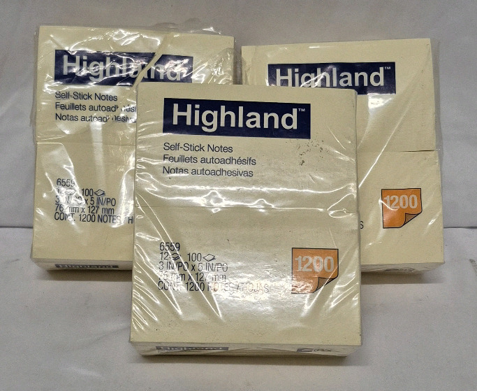 36 New Pads Highland Self Stick Notes 3 by 5" Pads