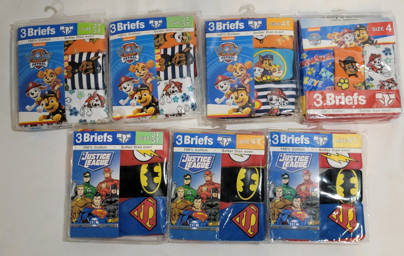 21 New T2/T3 , T4 & Size 4 Boys Justice League and Paw Patrol Briefs