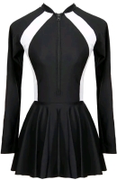 New Size Large Women's Long Sleeve One-Piece Bathing Suit With Skirt / Long Sleeve Rash Guard