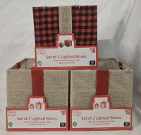 3 New Sets | Of 2 Lighted Boxes W/ 25 Clear Mini Lights 8" x 5.5" | * Retails $56 USD *