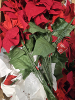 25+ | New Faux Poinsettia Decorative Flowers, White & Red | * Retails $60+ *
