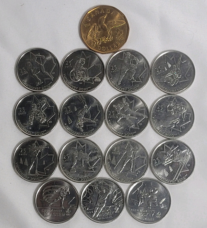 2010 Canadian Vancouver Winter Olympic Coins . 16 Coins