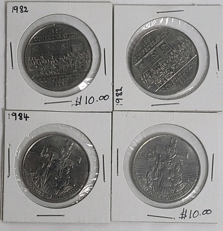 1982 & 1984 Canadian One Dollar Coins . 1982 &times;2 & 1984 &times;2