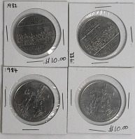 1982 & 1984 Canadian One Dollar Coins . 1982 &times;2 & 1984 &times;2