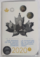 2020 Canadian " The Signing of the United Nations Charter " Coin Set w/Colored Loonie , Uncirculated