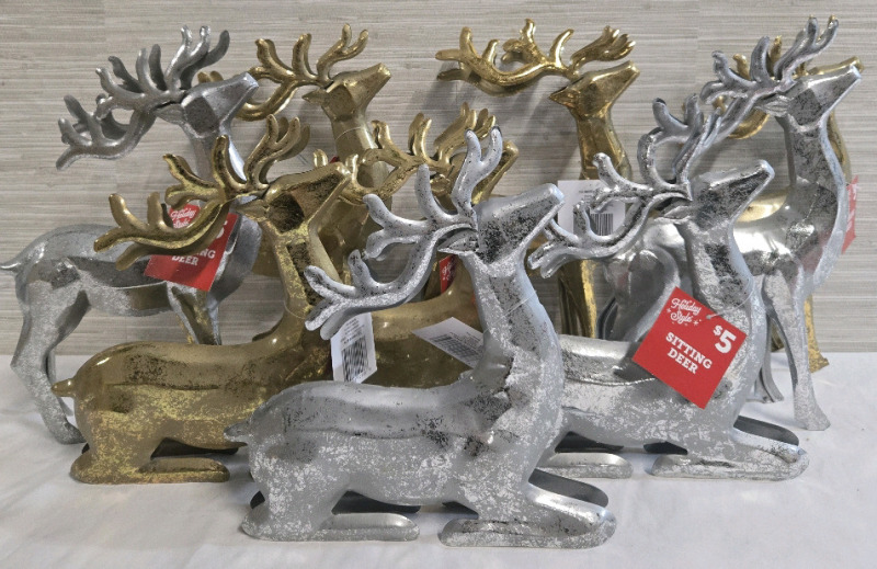 9 New | Metal Sitting & Standing Deer | Largest Measures 6" x 12" x 1.5" | * Retails $45 USD *
