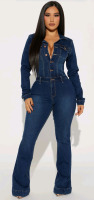 New | Size XL Womens Fashion Nova Day Dreaming Long Sleeve Denim Jumpsuit | Retails $86