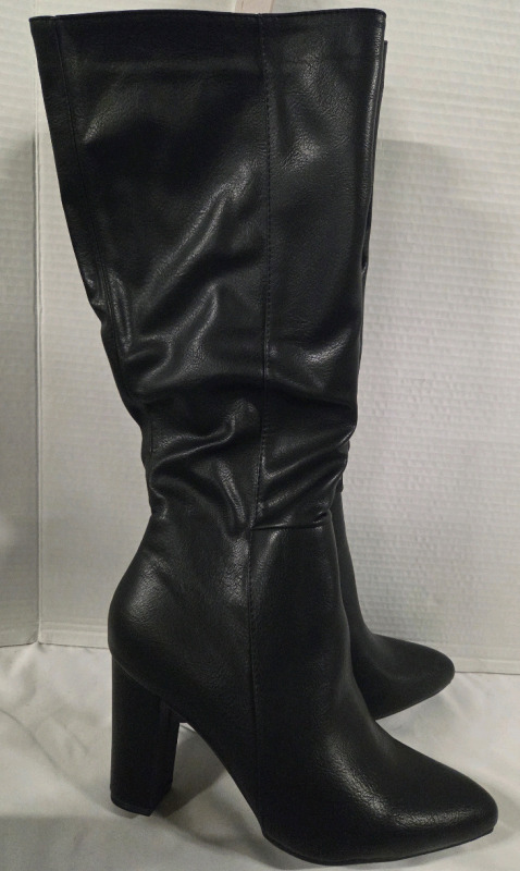 New | Size CN41 Women's Knee High Faux Leather Boot Heels