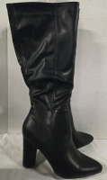 New | Size CN41 Women's Knee High Faux Leather Boot Heels