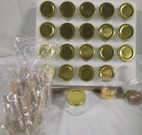 20 New | 2" x 2" Hexagon Shaped Jars w/ Lids, Thank you Notes, Bee Charms and Mini Honey Dippers