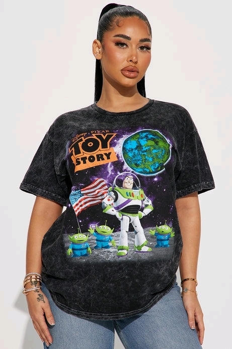 New Size 3X Women's FASHION NOVA Buzz Lightyear Toy Story Graphic Tee - Black Wash