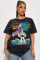 New Size 3X Women's FASHION NOVA Buzz Lightyear Toy Story Graphic Tee - Black Wash