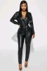 New Size MED Women's FASHION NOVA Emma PU Leather Jumpsuit (Black) | Retails Over $50!