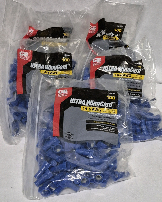 500 New Gardner Ultra WingGard 14-6 AWG Twist-on Wire Connectors- 13-089 Retail Value $100