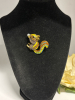 Squirrel Enamel Brooch Adorable with Rhinestones Holding a Pearl Approximately 2 Inch Back Bale for Pendant - 2