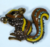 Squirrel Enamel Brooch Adorable with Rhinestones Holding a Pearl Approximately 2 Inch Back Bale for Pendant - 4