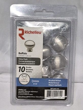 10 New Richelieu Hardware DP3295195 Buffalo Collection 1 1/4-inch (32 mm) Brushed Nickel Modern Cabinet and Drawer Knobs