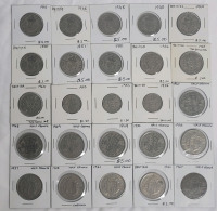 1949 - 1967 Great Britain Two Shilling , One Shilling & Half Crown Coins . 25 Coins
