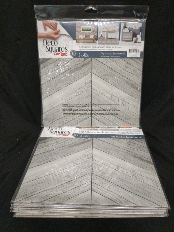 12 New Contact Brand Self Adhesive Deco Squares 12x12 inches, 6 tiles per pack.