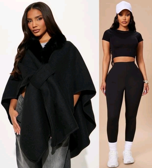 New Size LARGE/OS Women's FASHION NOVA Lavish Lady Rowana Wrap & Amllmost Every Day Leggings (Black)