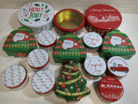 10+ New Assorted Christmas Themed Tins Approx 4 to 10 Inches