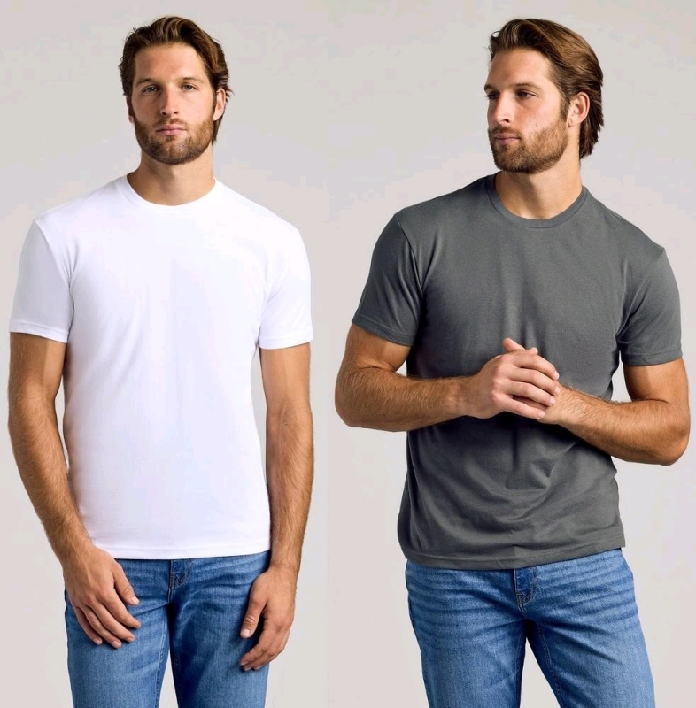 2 New Size XL Men's TRUE CLASSIC Crew Neck T-Shirts : White & Carbon | Retail Value Over $80!