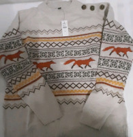 New with Tags Talbots Fox Fairisle Mock Neck Sweater Size Medium P