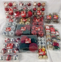 18 New Pack of Assorted Christmas Ornaments & Bows