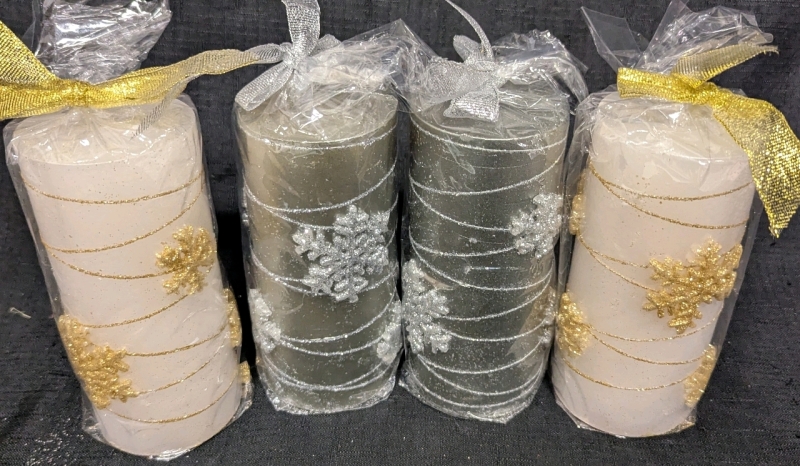 4 New Pillar Candles. 6" Tall.