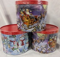 3 New Tins of Giftpop Popcorn. Three Flavors in Each Tin. 524g per Bin. BB 03/14/2025