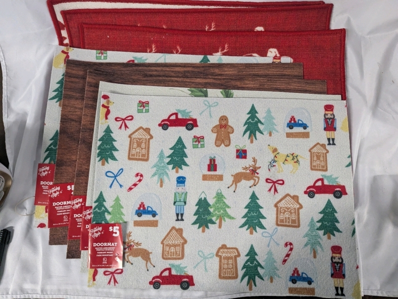 8 New Holiday Themed Door Matt's. 18"x 24" and 17" x 23".