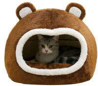 New | 13" x 16" Bear Themed Cat House w/ Removable & Washable Cushion