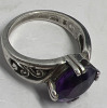 925 Sterling Amethyst Oval Ring - 5