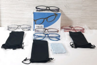 5 New Pairs of Reading Glasses in Different Colors (Comes with Five Black String Bags & Microfiber Cleaning Glasses)