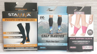 New in Box Stamina Graduated Compression Socks (S/M), Physix Gear Sport Graduated Compression Calf Sleeves (L/XL) & Physix Gear Sport Arch Support Sleeve (S)