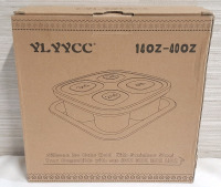 New in Box YLYYCC 14-40oz Silicone Ice Cube Mold w/ Stainless Steel Tray