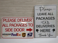 2 New Metal Package Delivery Guide Signs 8x12 inches.