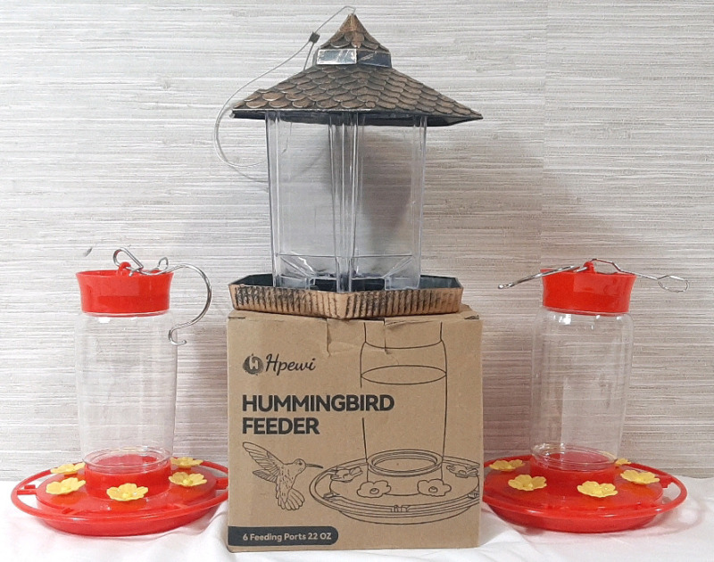 3 New Hummingbird Feeders (2 are 8" Tall 6&frac12;" Diameter, 1 is 9" Tall & 7" Diameter)