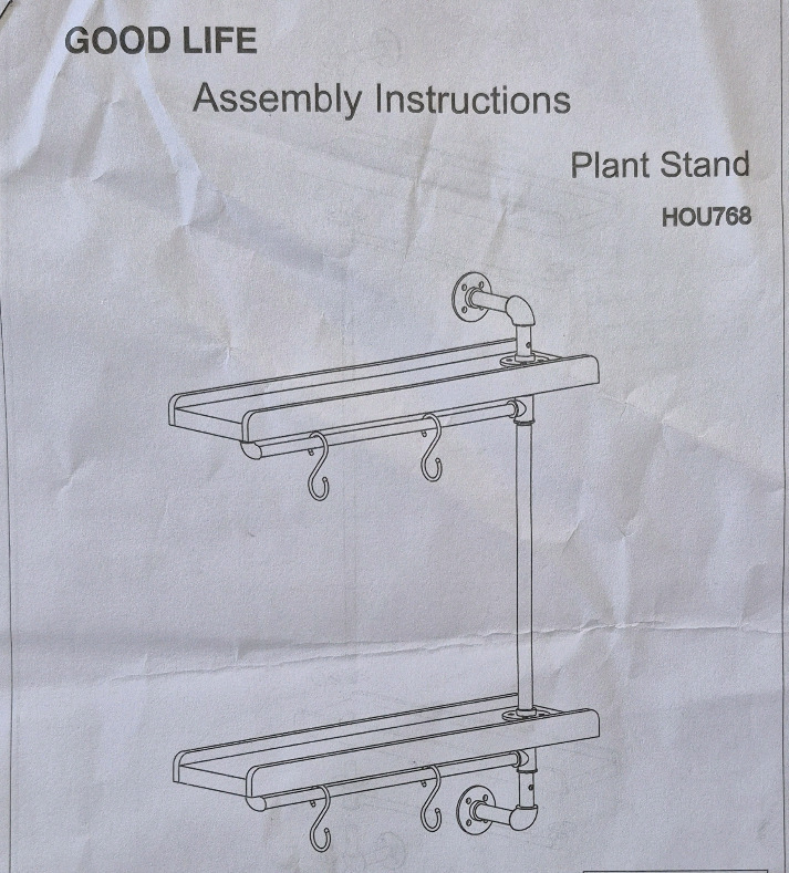 As New Good Life 2 Tier Plant Wall Shelf - Wood with Industrial Pipe HOU768 No.23U222