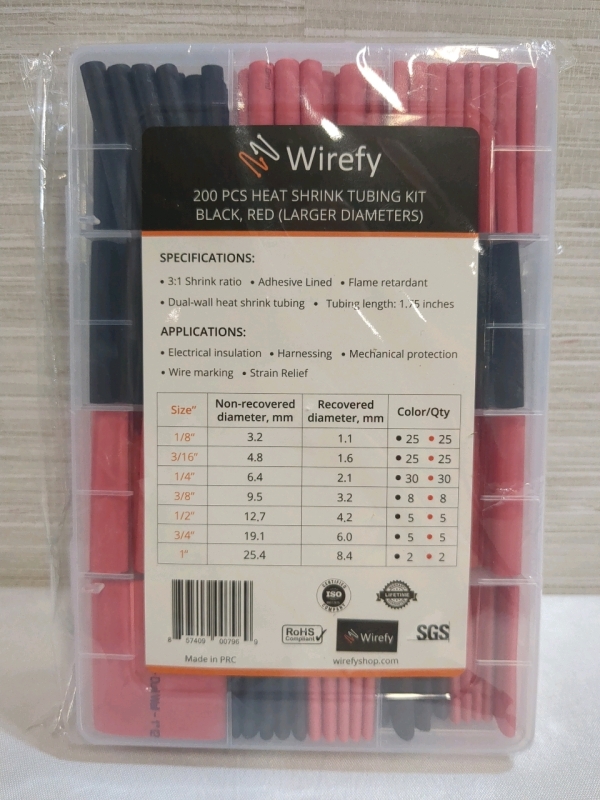 New 200pc Heat Shrink Tubing Kit Various Sizes