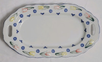 Delftware Royal Twicket Handpainted Trinket Dish with Tulip Design . Measures 10"&times;5 3/4"