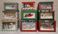 9 New Christmas Snow Panel Boxes | Comes in 3 Sizes | Biggest Box Measures: 8.8" X 6.2" X 6.1"