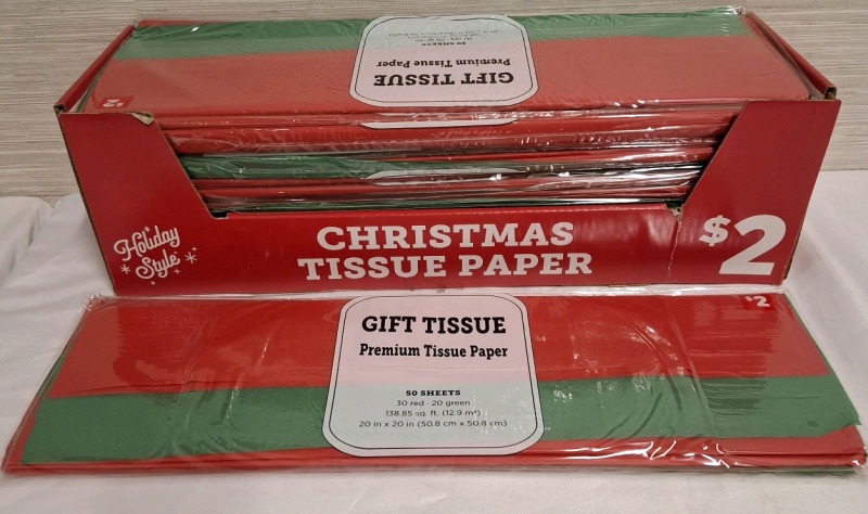 12+ Holiday Style Christmas Tissue Paper Packets | 50 Sheets per Packet | Tissue Measurements- 20" X 20"